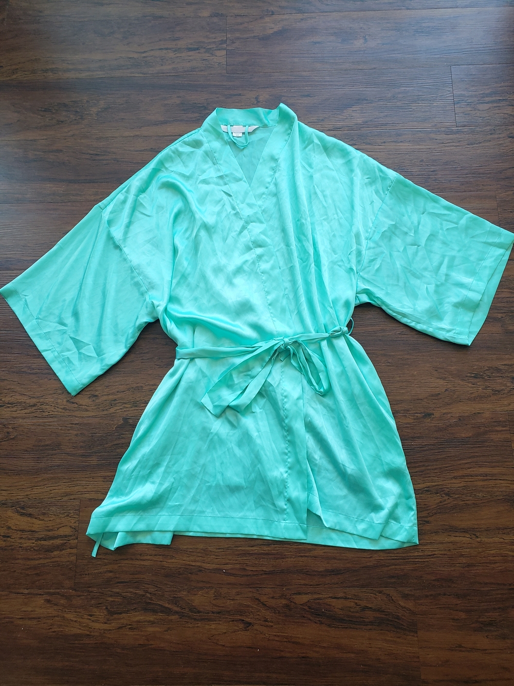 Victoria's Secret Mint Green Satin Kimono Robe One Size Feminine Dainty Wedding